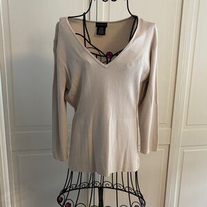 George Cream V-Neck Knit Top